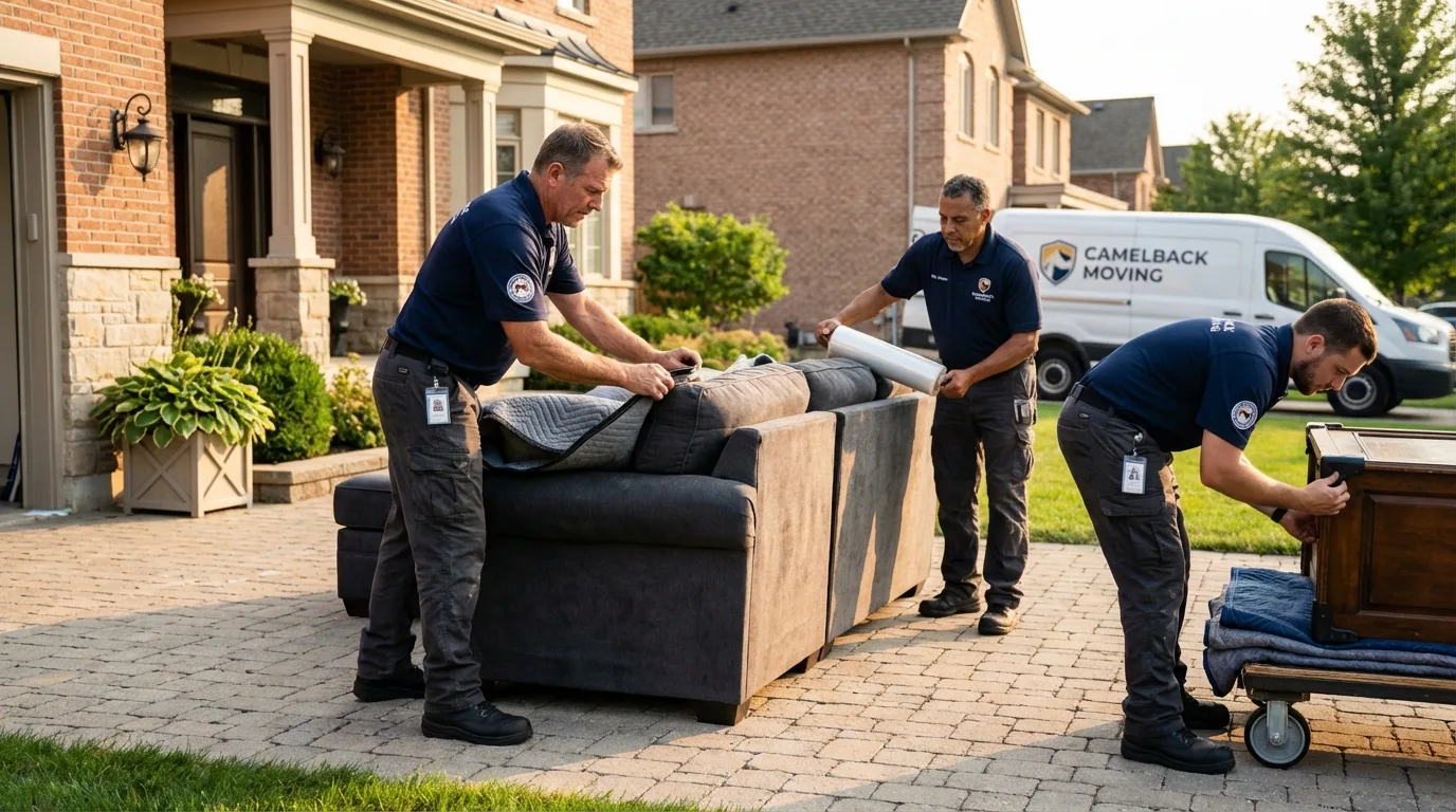 Large estate moving crew wrapping furniture in Marionville, MO
